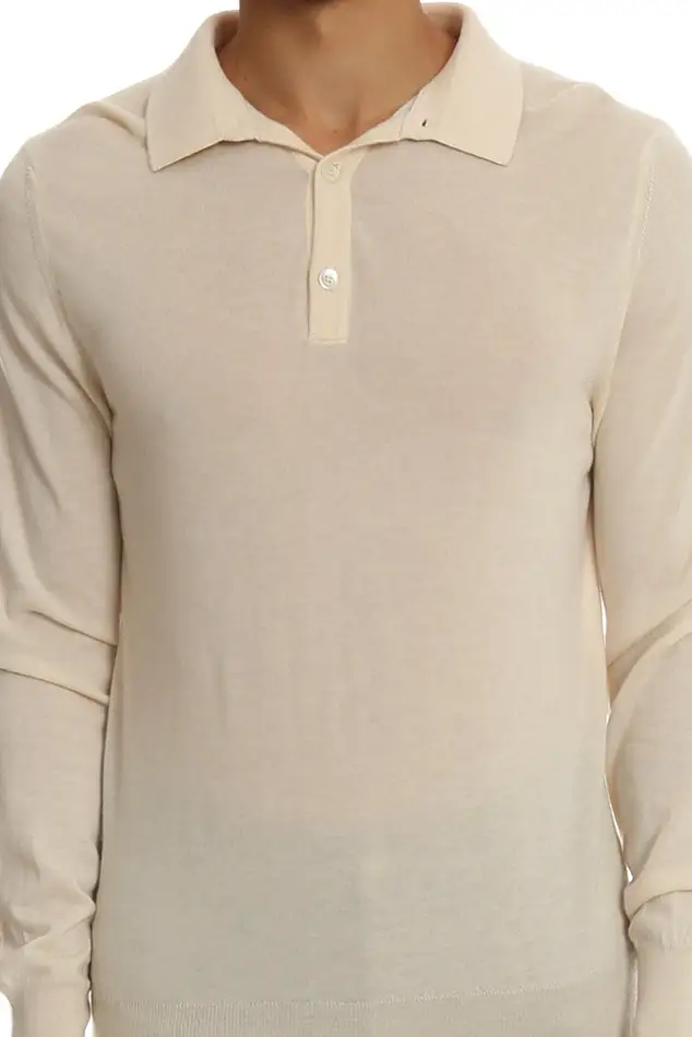 Long Sleeve Cashmere Knit Polo Shirt