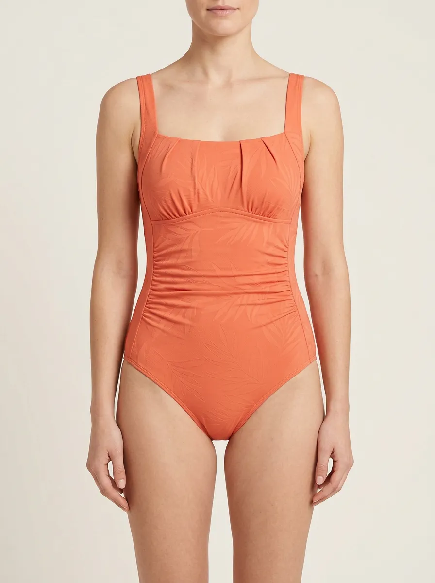 Poolside Tropical Leaf-Pattern One-Piece Swimsuit