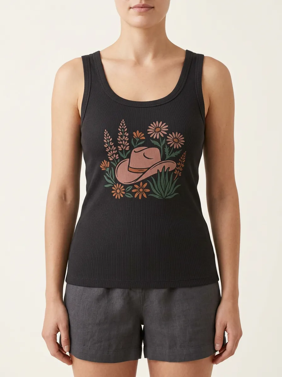Desert Floral Built-In Bra Tank Top