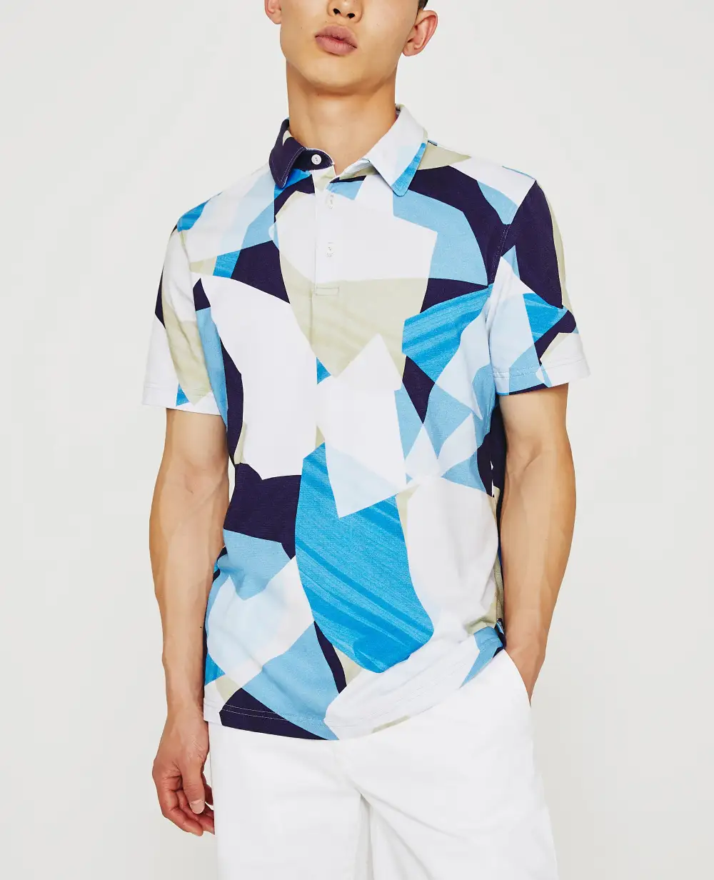 Men's Short Sleeve Color Block Polo Shirt