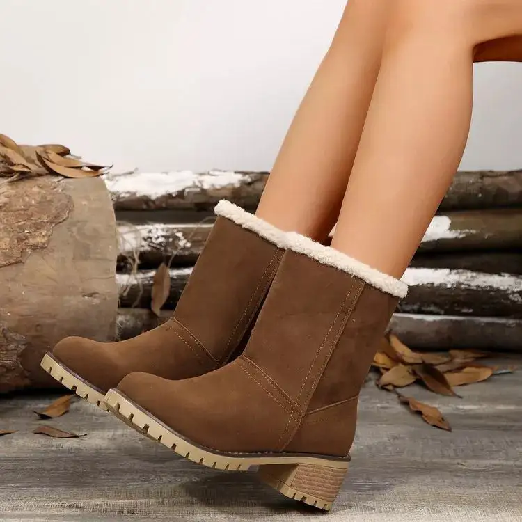 Round Toe Block Heels Boots