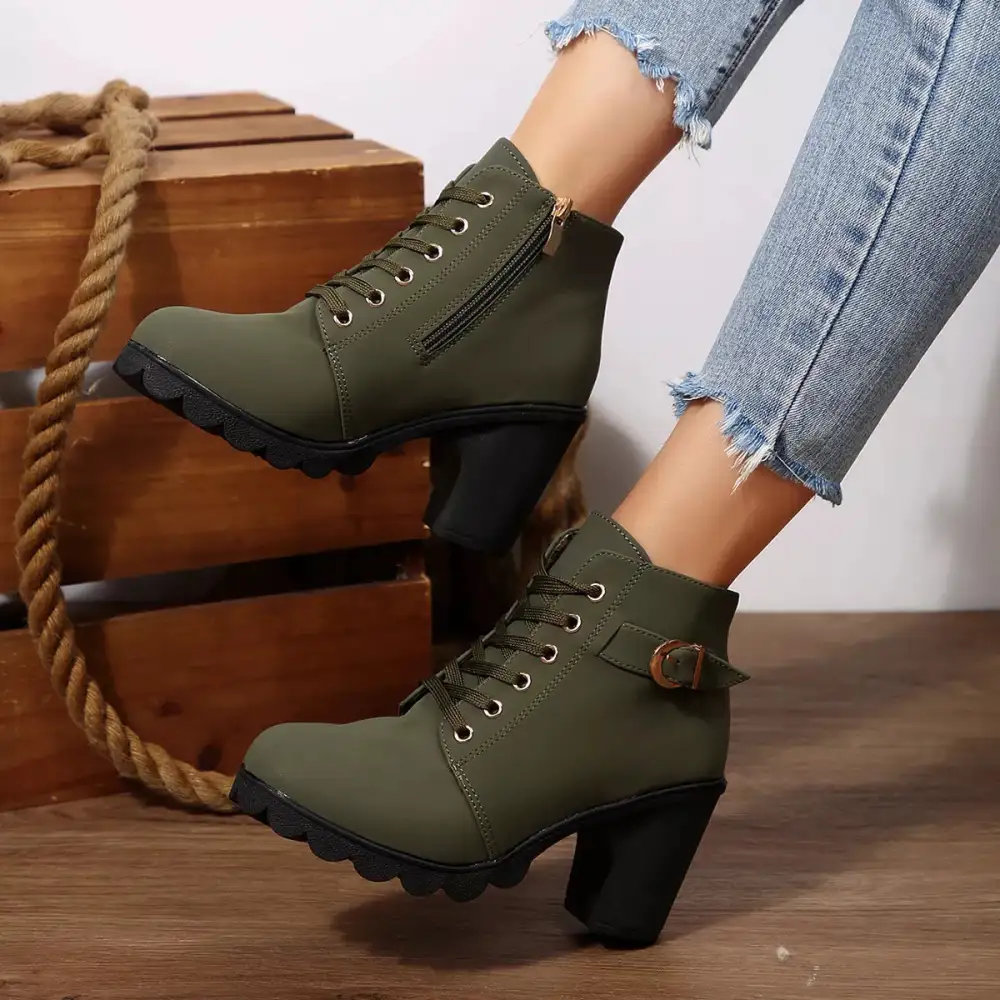 Essential Lace-Up Block Heel Boots