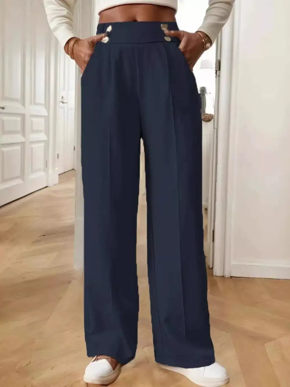 Wide Leg High Waist Cropped Pocketed Pants