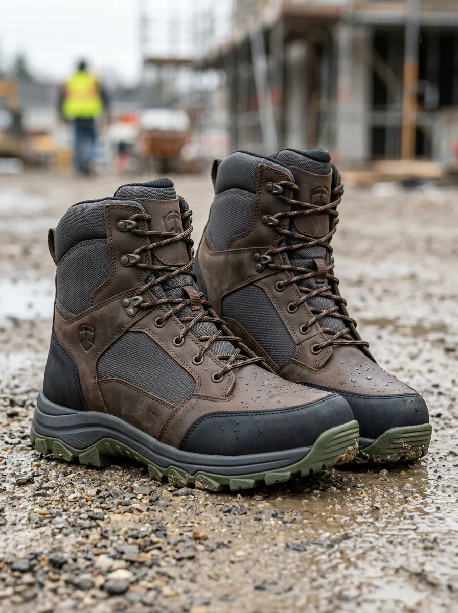 Tactical Leather-Look Construction Men's Waterproof Work Boots