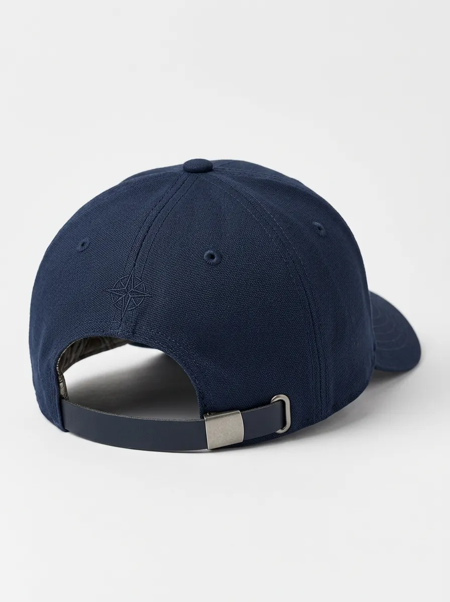 Navy Compass Baseball Cap with Embroidered Detail