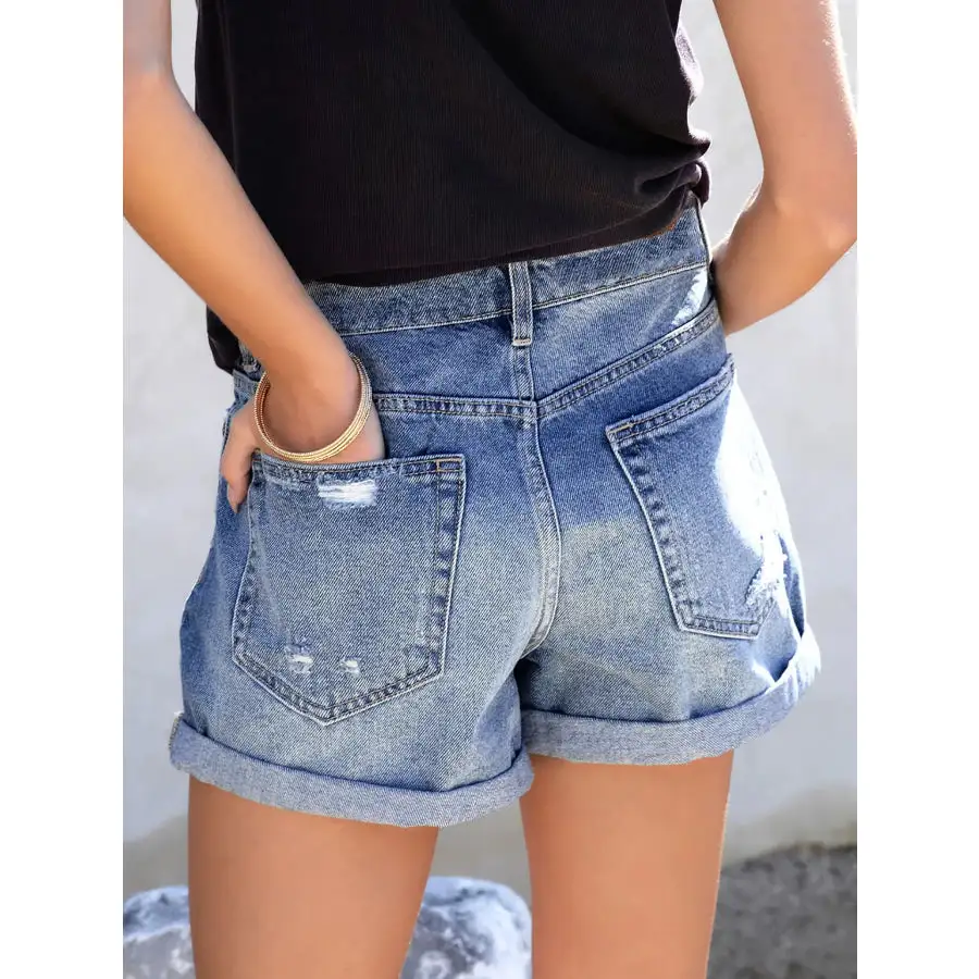Distressed Denim Shorts