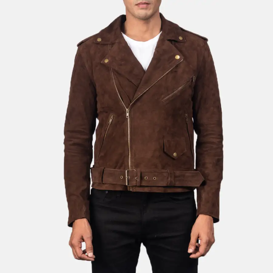 Men's Textured Biker Suede Jacket