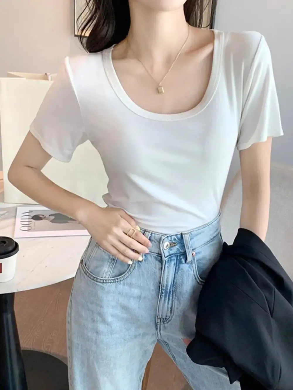 Playful Round-Neck Short-Sleeve T-Shirt