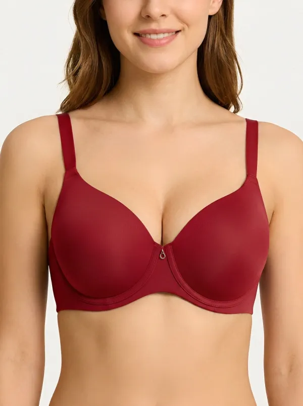 Women's Underwire Contour-Cup Molded-Cup Wide-Strap Bra