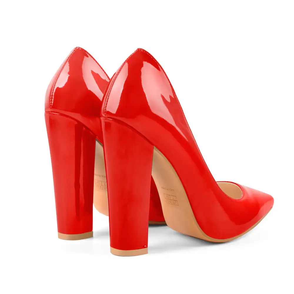 Modern Pointed Toe Chunky Heel Pumps