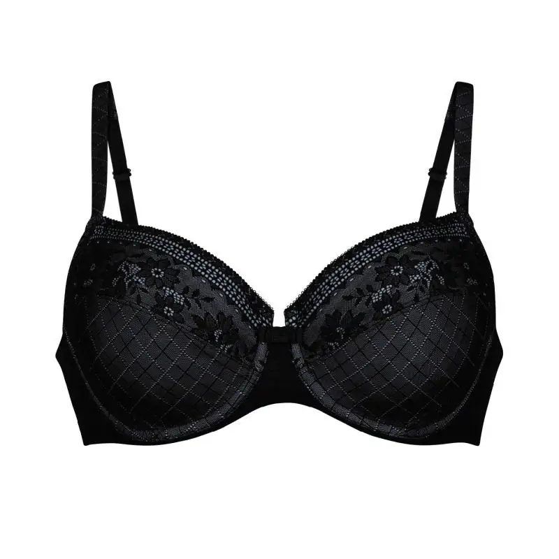 Women's Full Coverage Underwire Lined Cup Lace Floral Detail Sheer Detail Bra