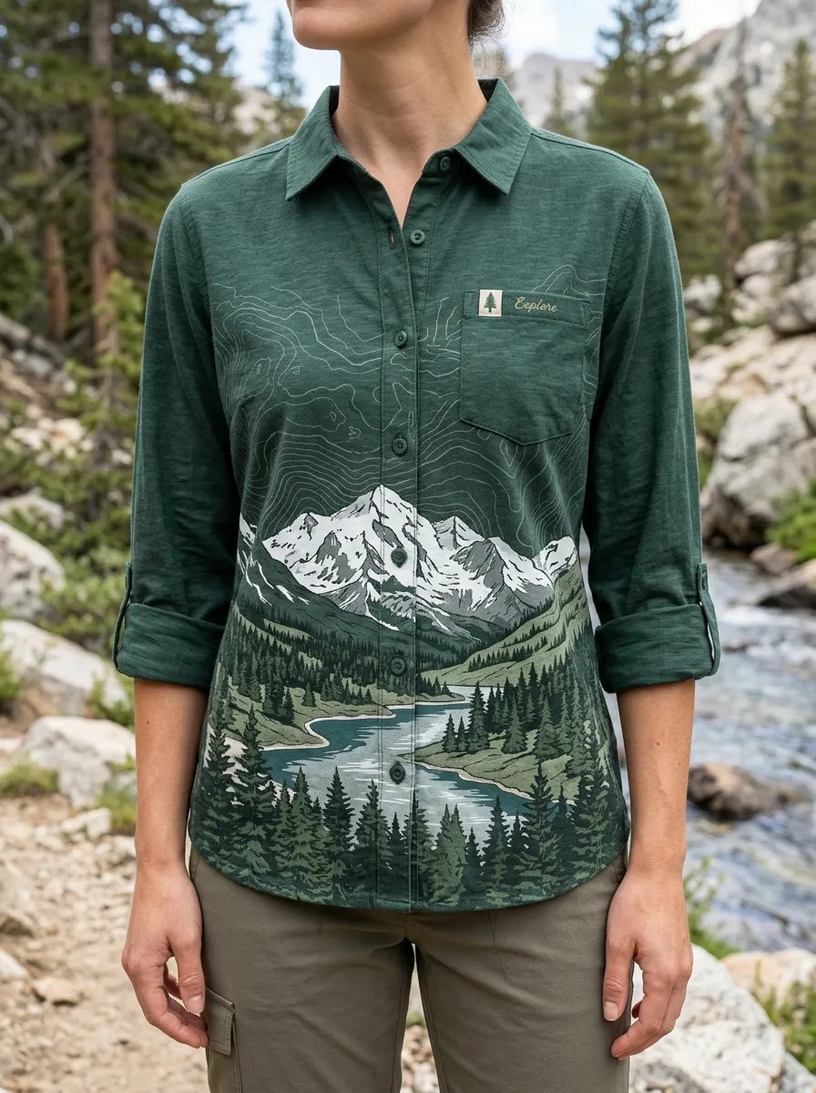 Women's Landscape Hiking Nature Lover Mountain River Shirt