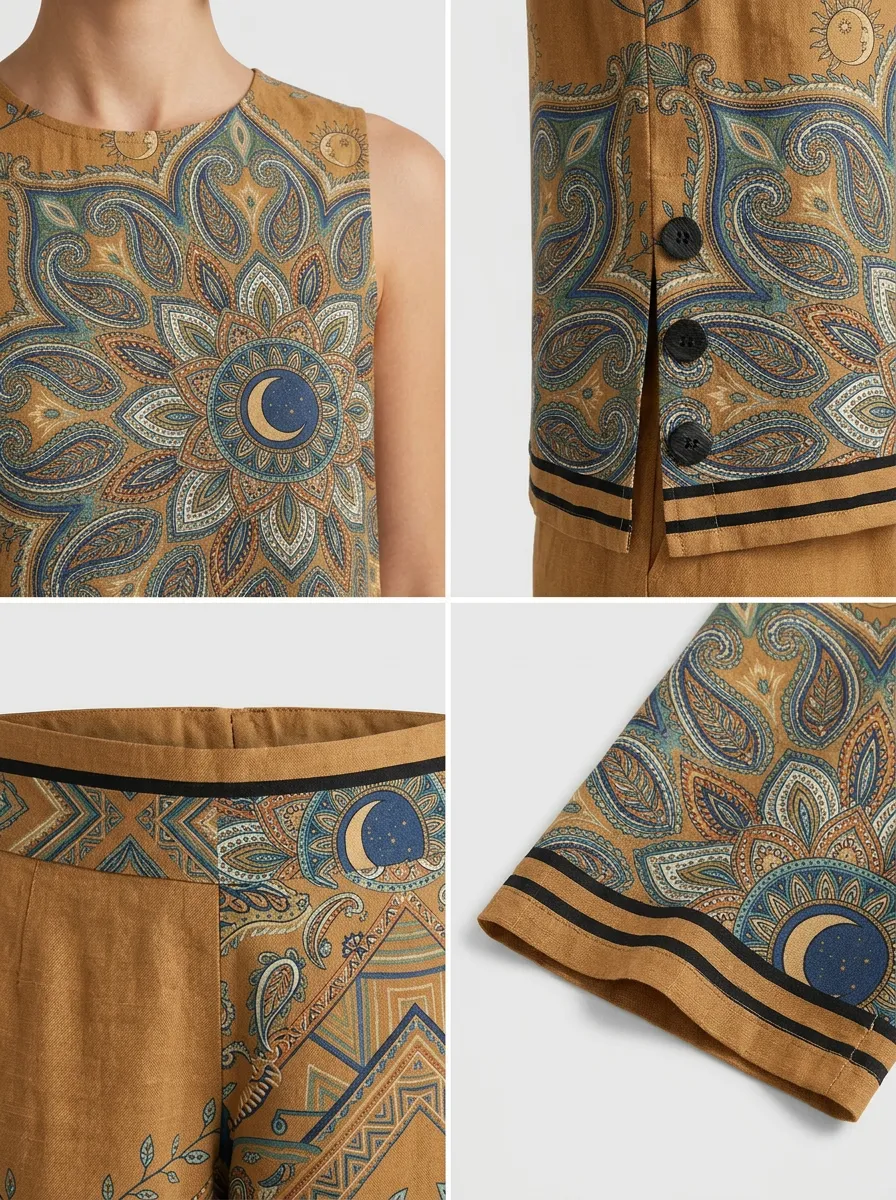 Women's Bohemian Mandala Paisley Printed Sleeveless Set