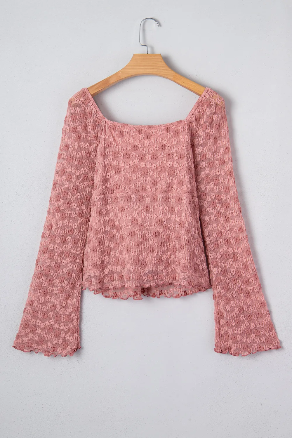 Peach Blossom Drawstring Knot Detail Blouse