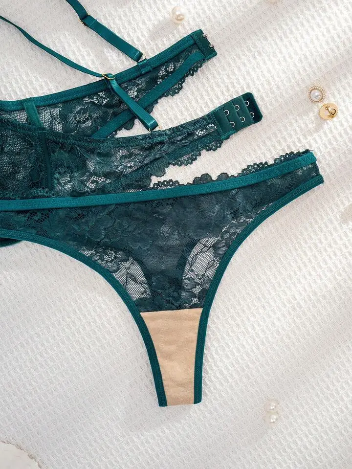 Delicate Lace Sheer Bra And Panty Set