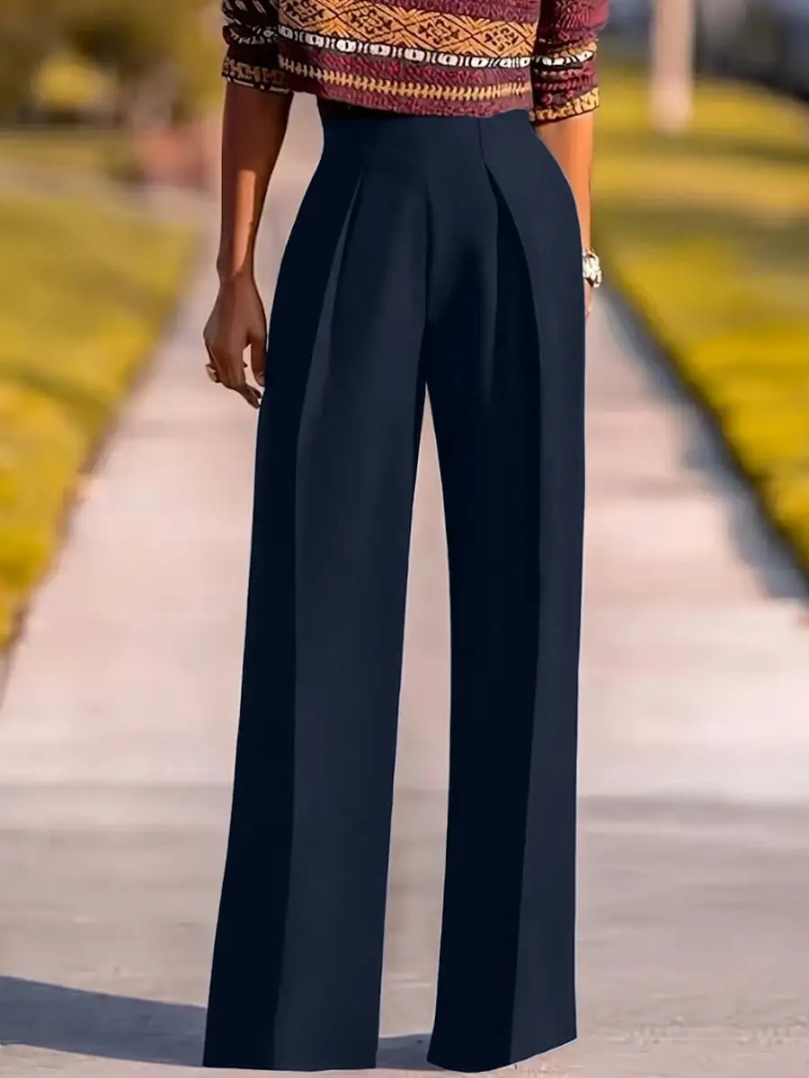 Pocket High Waist Wide Leg Trousers