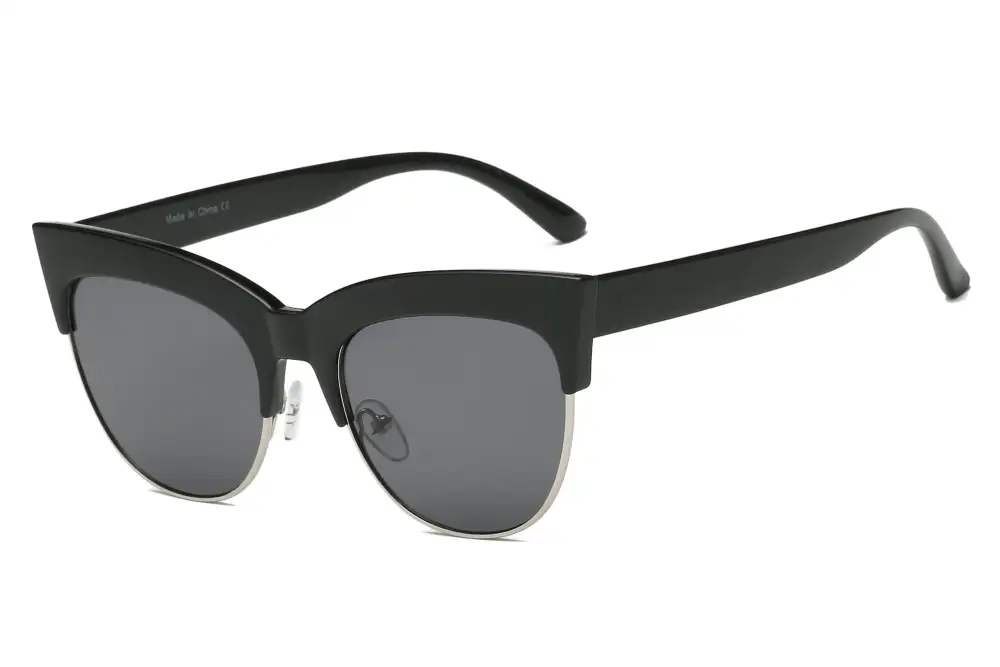 Half Frame Round Cat-Eye Sunglasses