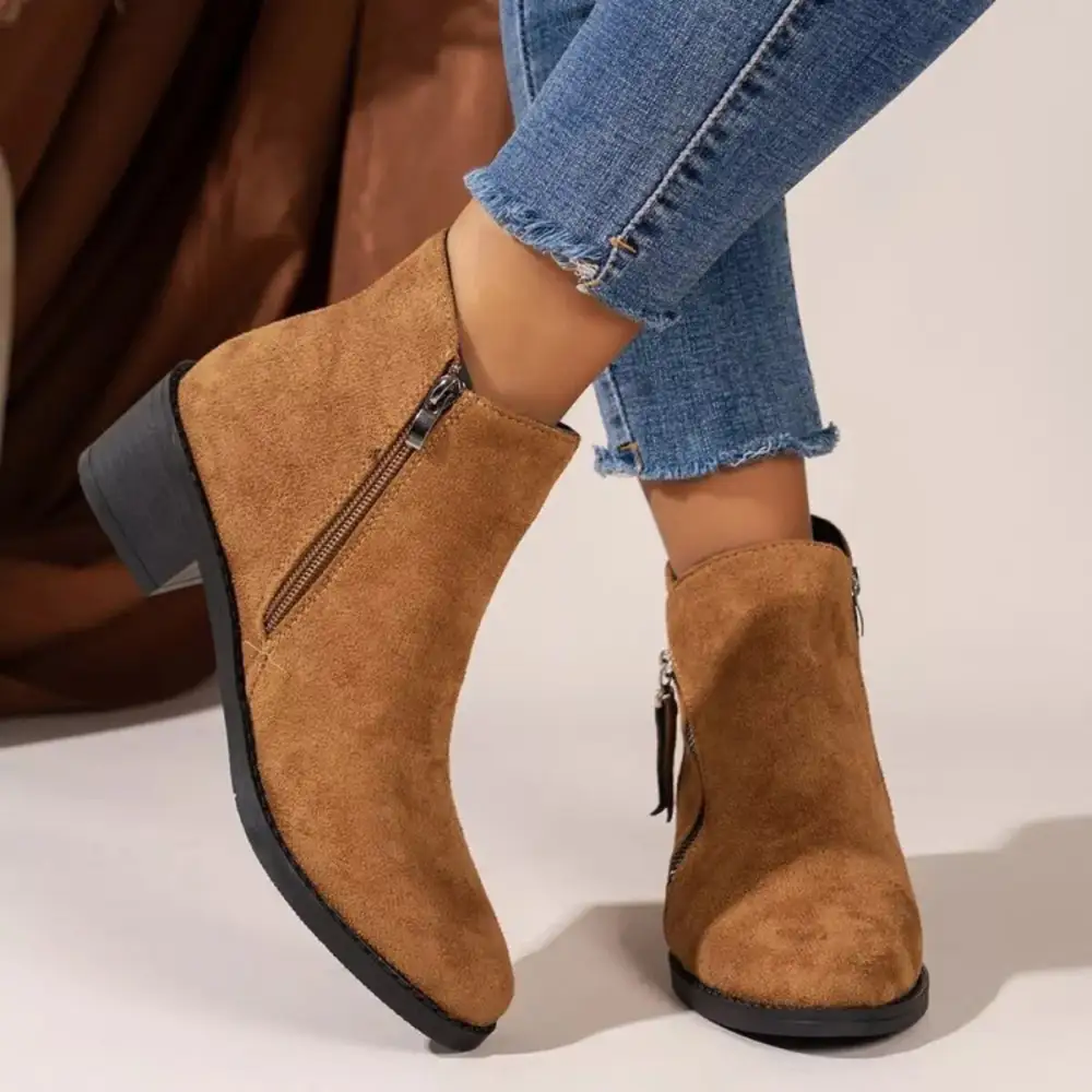 Sleek Pointed Toe Block Heel Boots