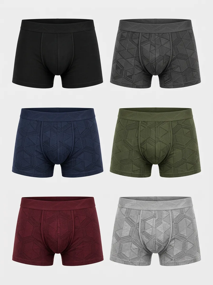 Men's Black Geometric Boxer Briefs Multi-Pack