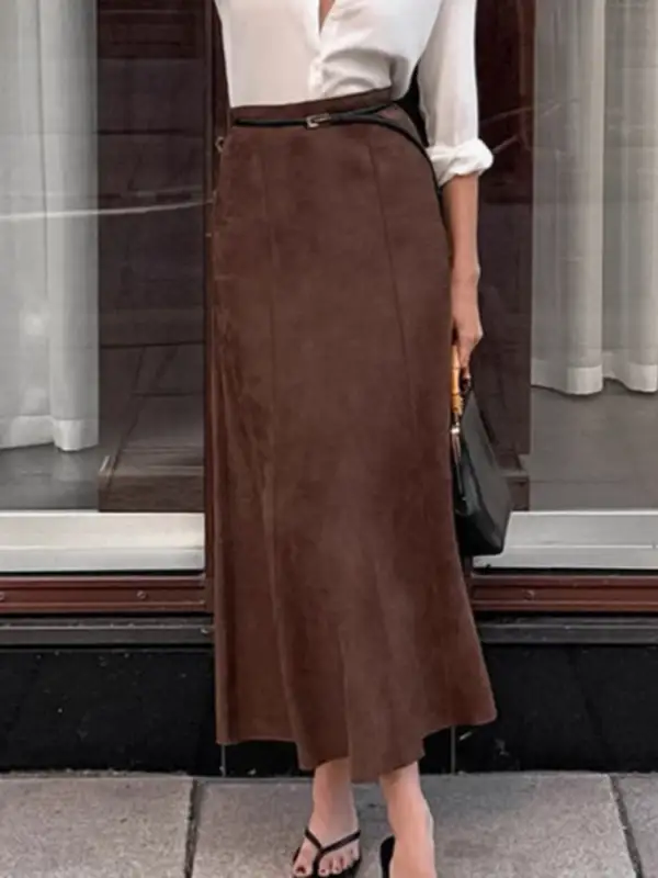Suede Midi Skirt