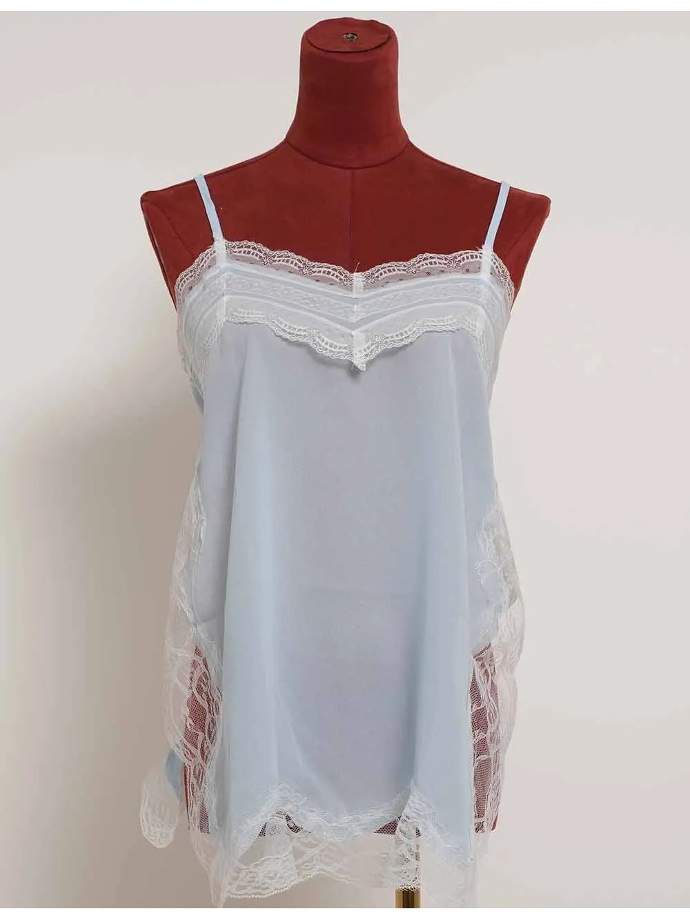 Chic Lace Trim V Neck Side Split Cami Top