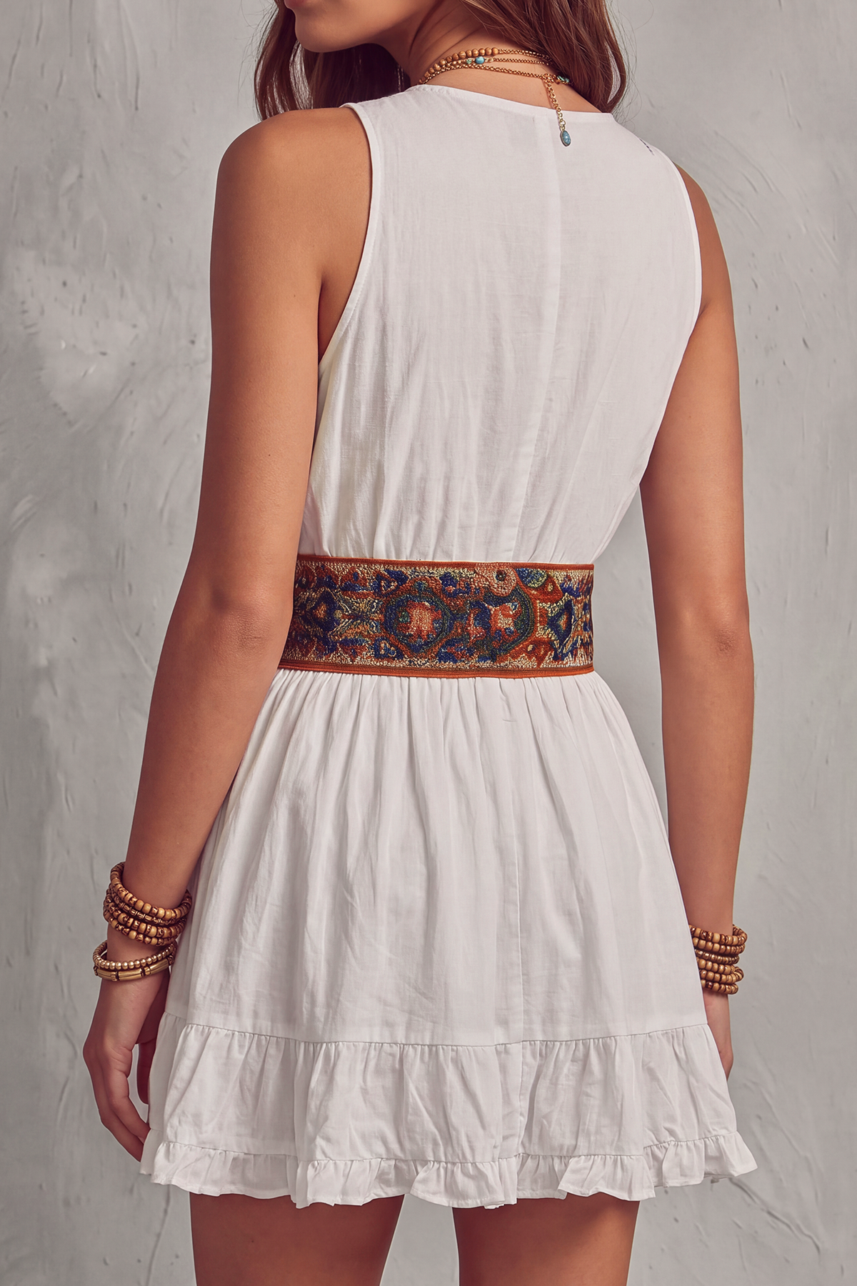 Modern Plunge Neck Floral Mini Dress