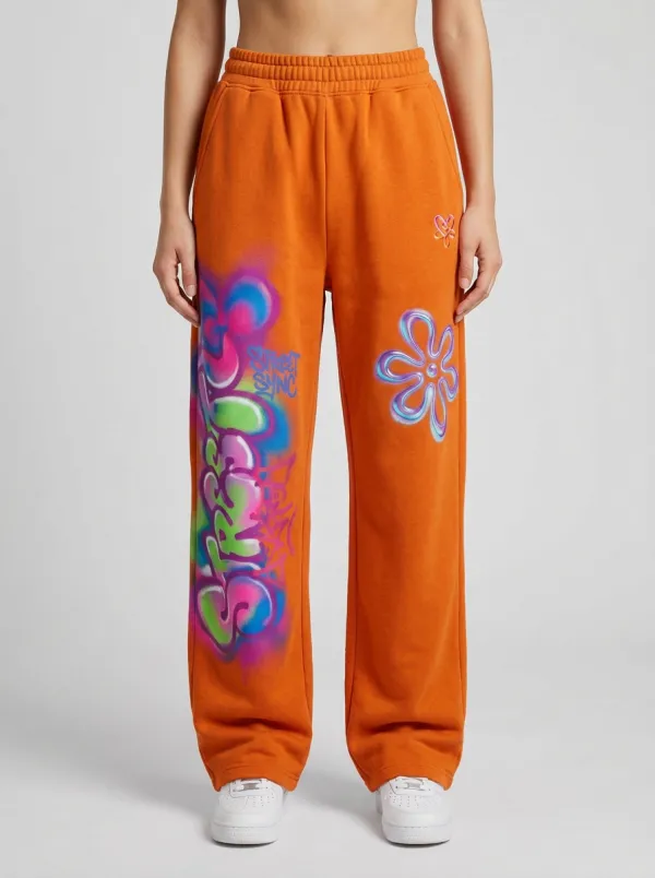 Unisex Downtown-Inspired Streetwear Graffiti Floral Sweatpants