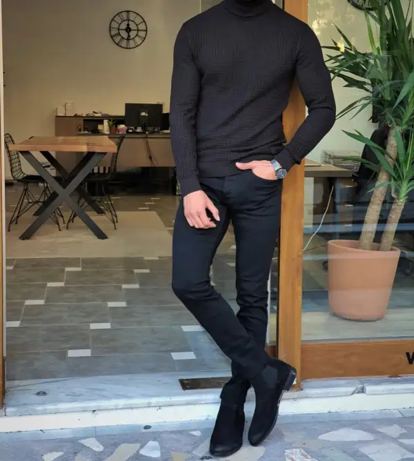 Classic Casual Slim Fit Cotton Turtleneck Sweater