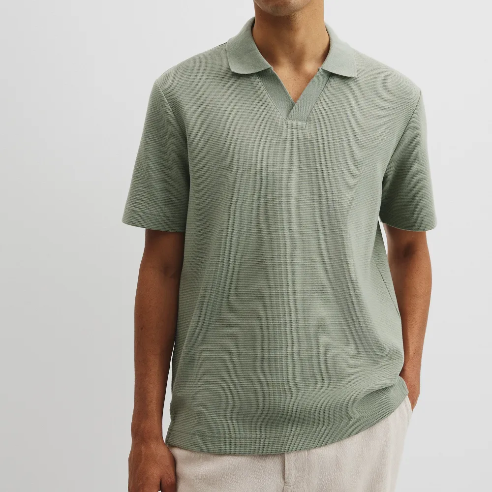 Men's Classic Waffle Knit Polo Shirt