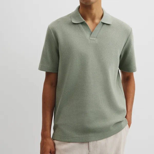 Men's Classic Waffle Knit Polo Shirt
