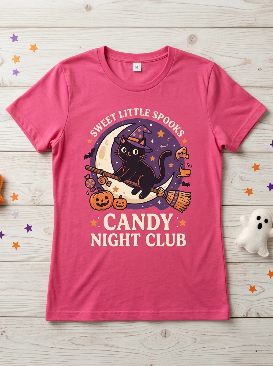Pumpkin Moon Witch Halloween Graphic T-Shirt