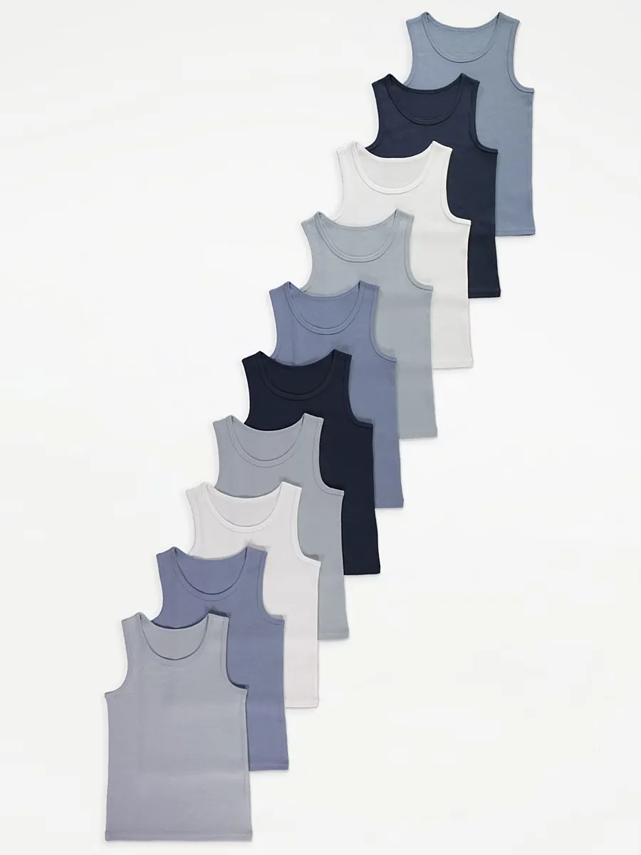 Blue Ribbed Vests 10 Pack