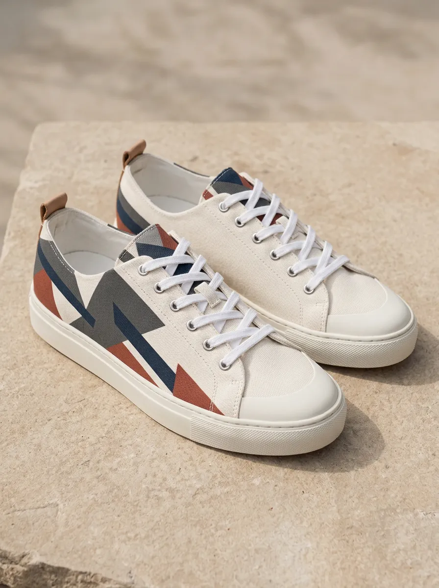 Toe Bumper Geometric Abstract Canvas Sneakers