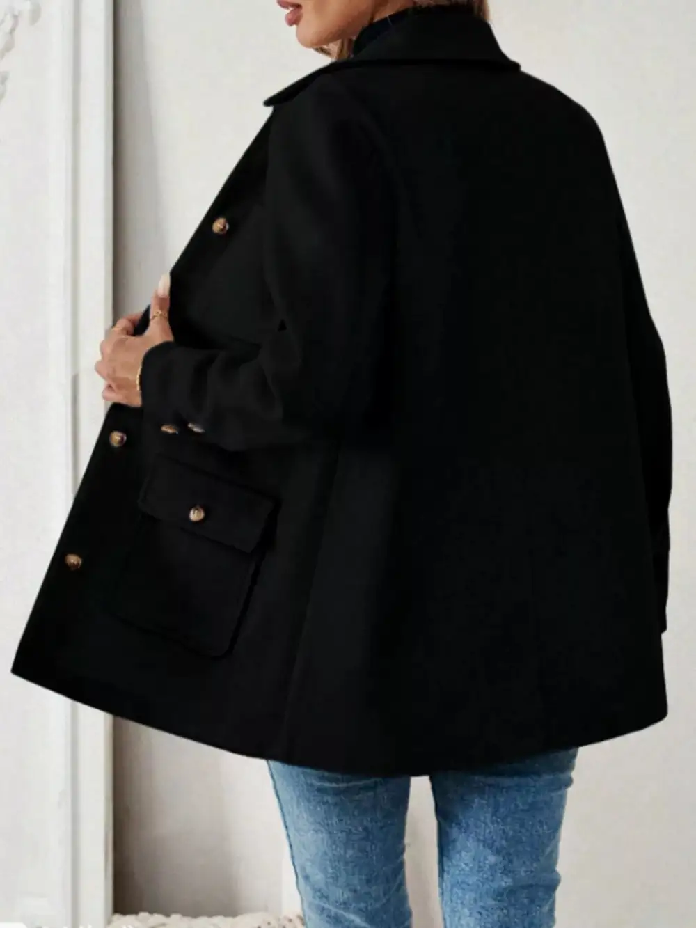 Button-front Pocketed Long Sleeve Outerwear
