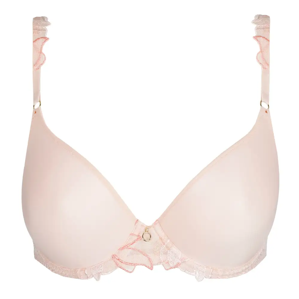 Women's Spacer Molded Floral Lace Embroidery Mesh Floral Detail Sheer Detail Smoothing Bra