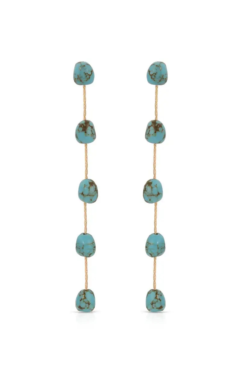 Ettika Dripping Turquoise 18k Gold Plated Earrings