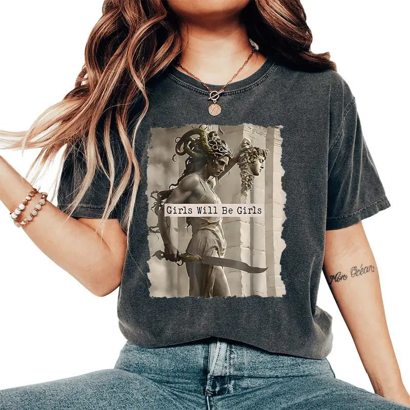 Girl Will Be Girls Witch Witchy Spooky Monster Halloween Women's Oversized Comfort T-Shirt