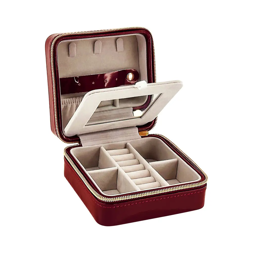 Mirror Lid Travel Jewelry Case