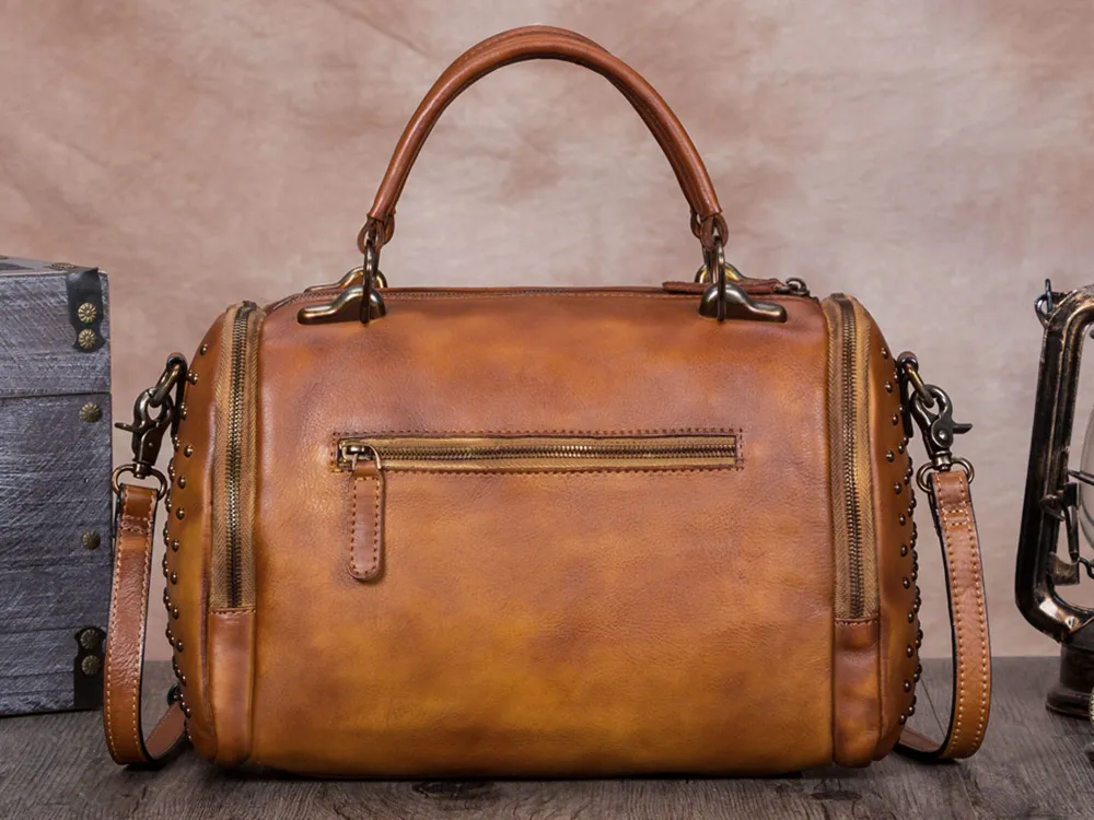 Multi Pocket Leather Satchel Crossbody Bag