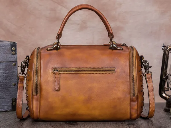 Multi Pocket Leather Satchel Crossbody Bag