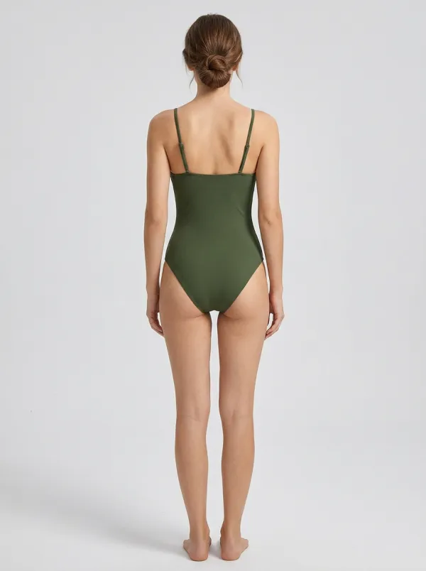 Women's Modern Spaghetti-Strap Cutout Ribbed One-Piece Swimsuit