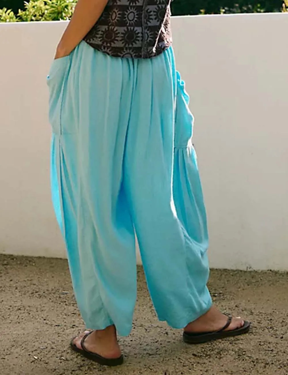 Elastic Waist String Tie Pocket Cozy Pants