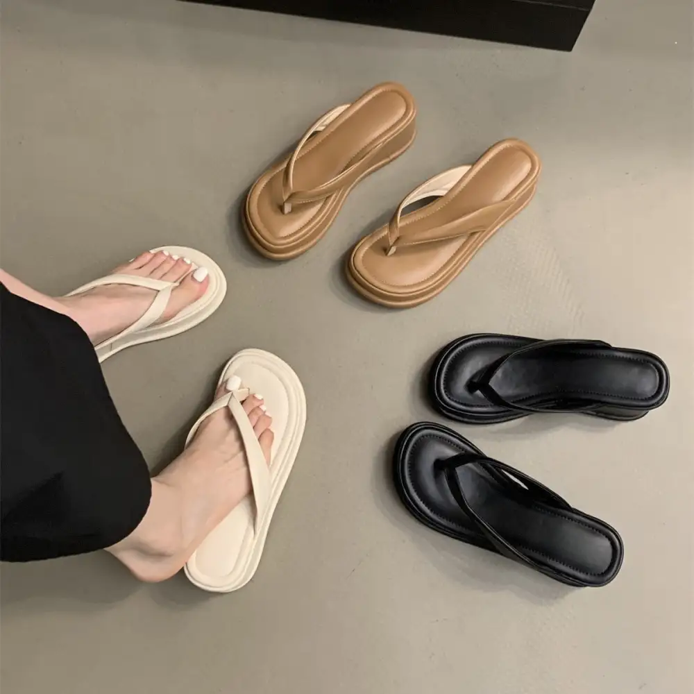 Raised Sole Thick Wedge Slide Sandals