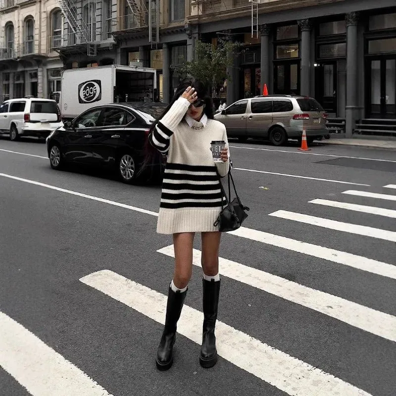 Mock Neck Striped Sweater