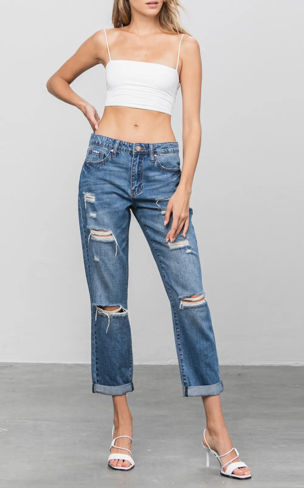 Distressed Boyfriend Jeans