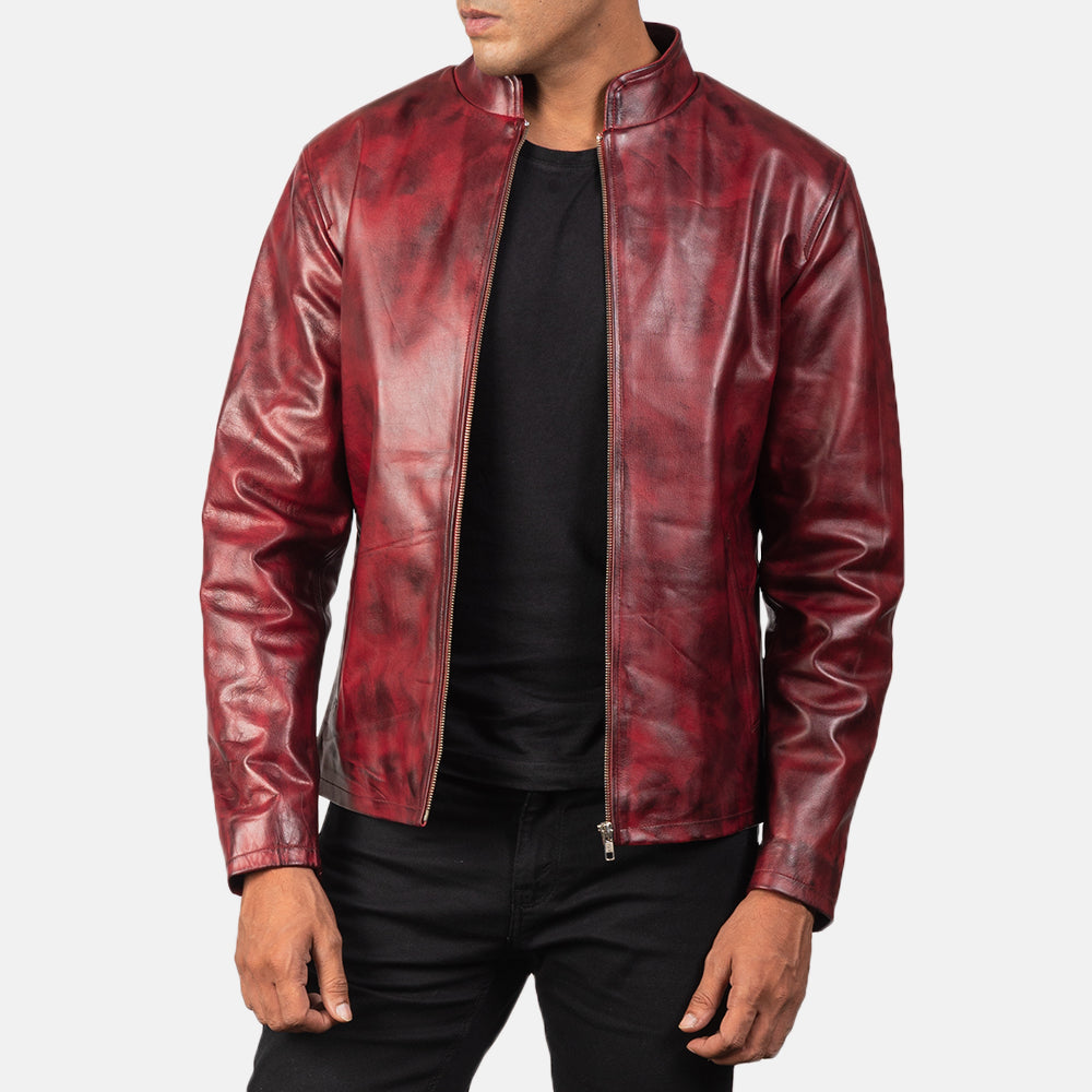Men's Modern Leather Distressed Jacket