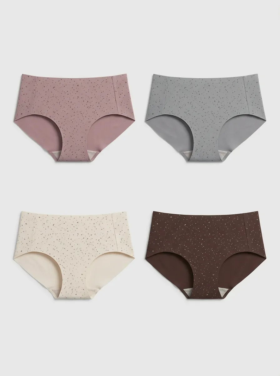 Women's Minimalist Starry Sky Pattern Printed 4-Pack Panties