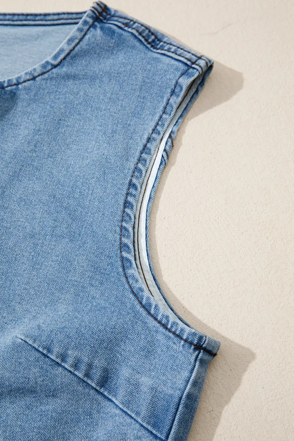 Button Front Slit Denim Vest