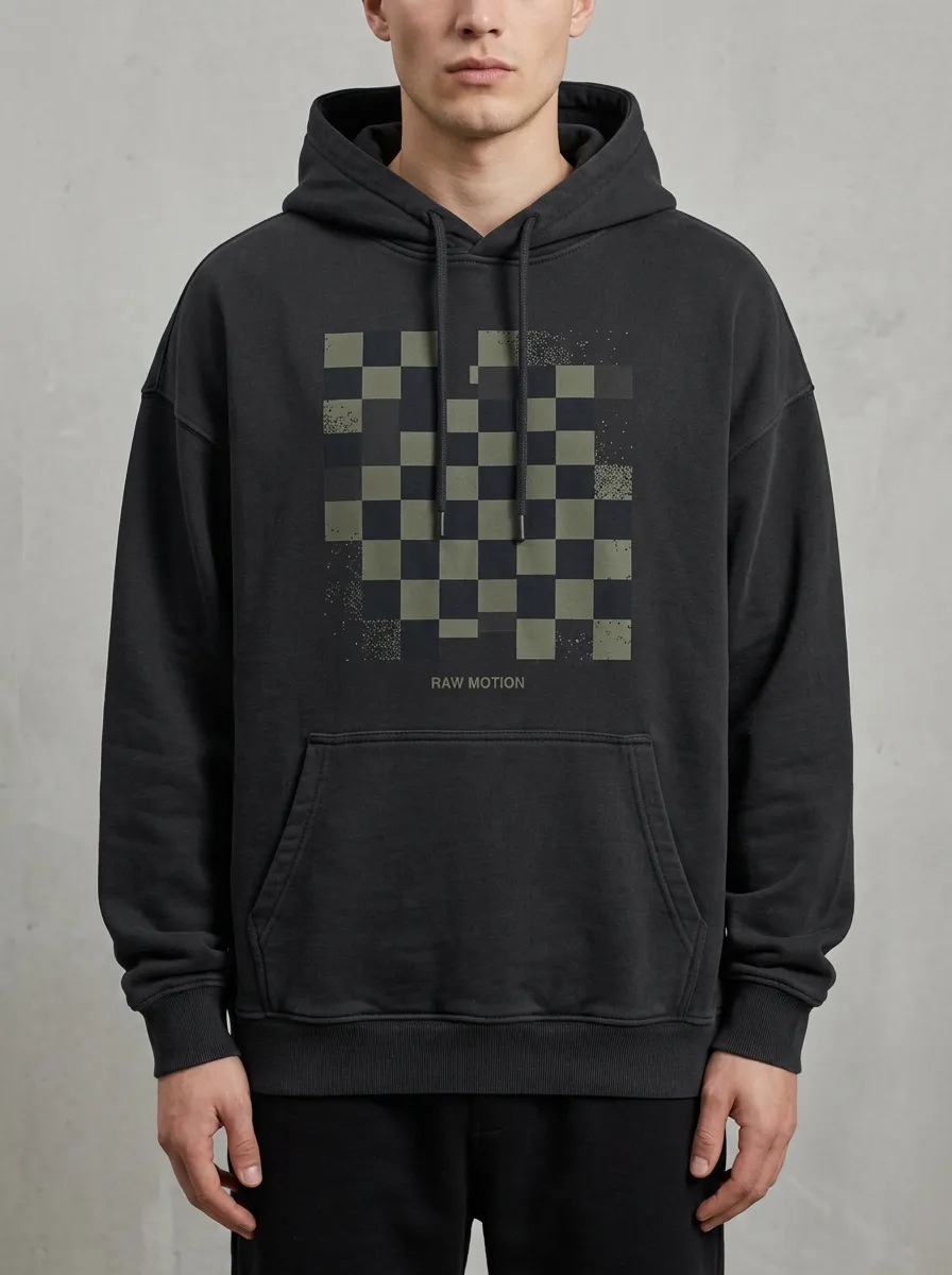 Relaxed Checkered Men's Graphic Hoodie