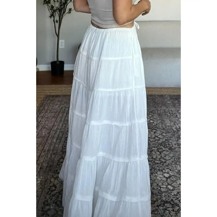 Bohemian Tiered Maxi Skirt with Drawstring Waist